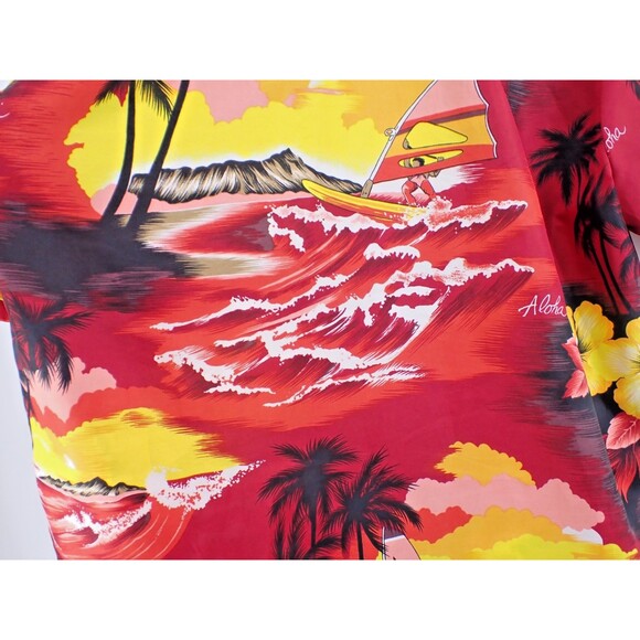 Kalena Fashions of Hawaii Mens Sz Large Hawaiian Aloha Shirt Floral Diamond Head - Picture 8 of 10